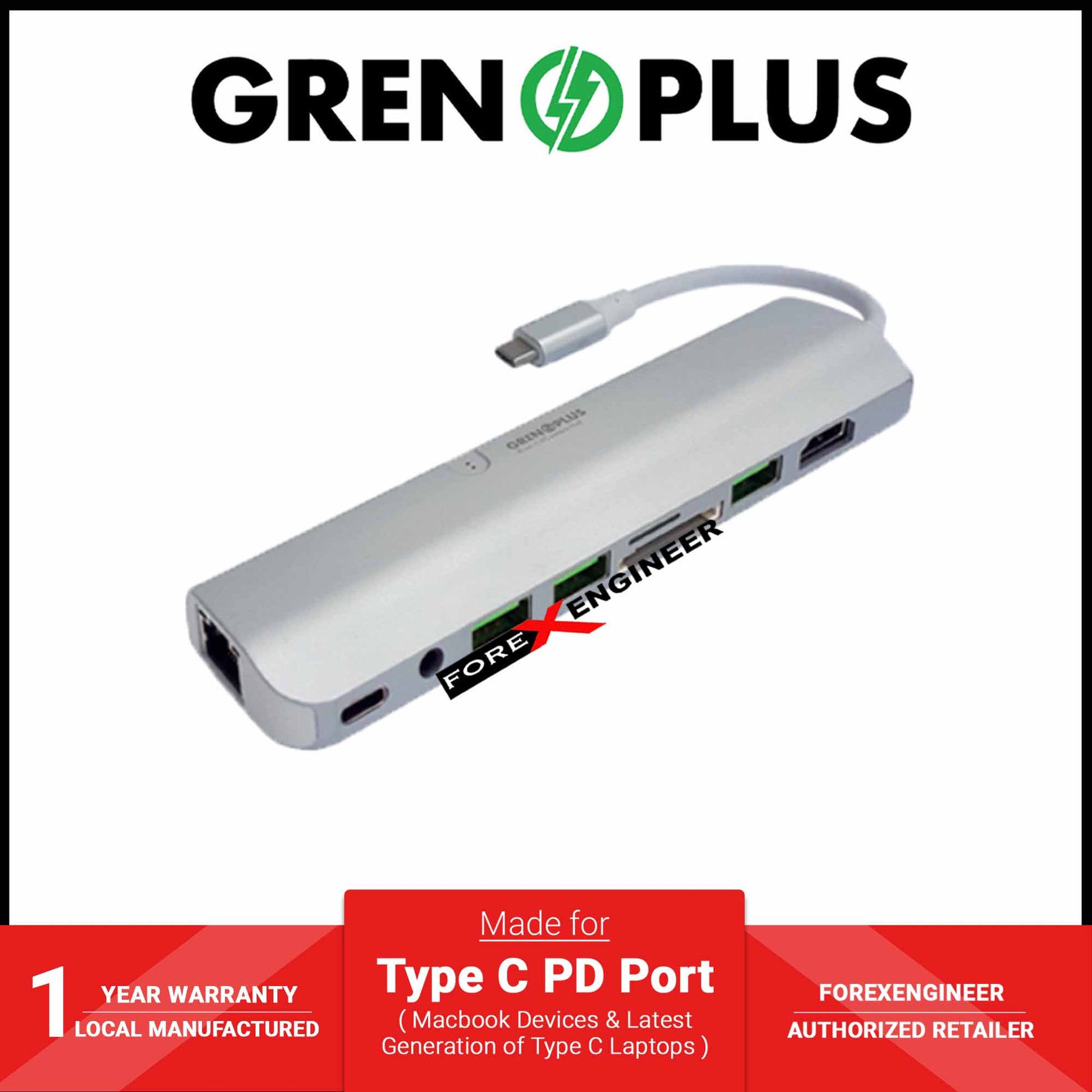 Grenoplus 9 in 1 Xten C 2 Combo Hub - Silver (Barcode: 6971196340758 ) - Forexengineer -Malaysia- 6971196340758