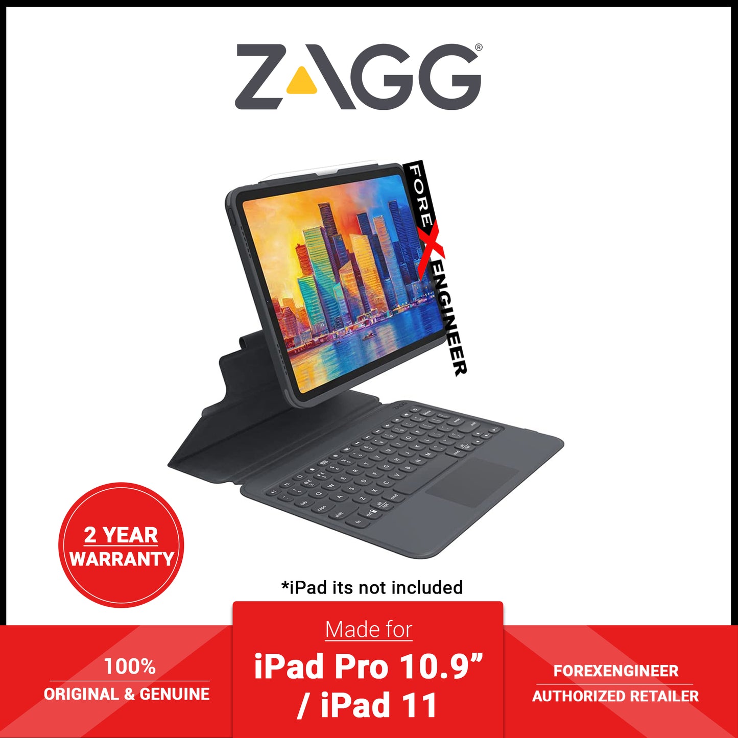 ZAGG Pro Keys with Trackpad for for Apple iPad 10.9"/ iPad Pro 11" - Charcoal