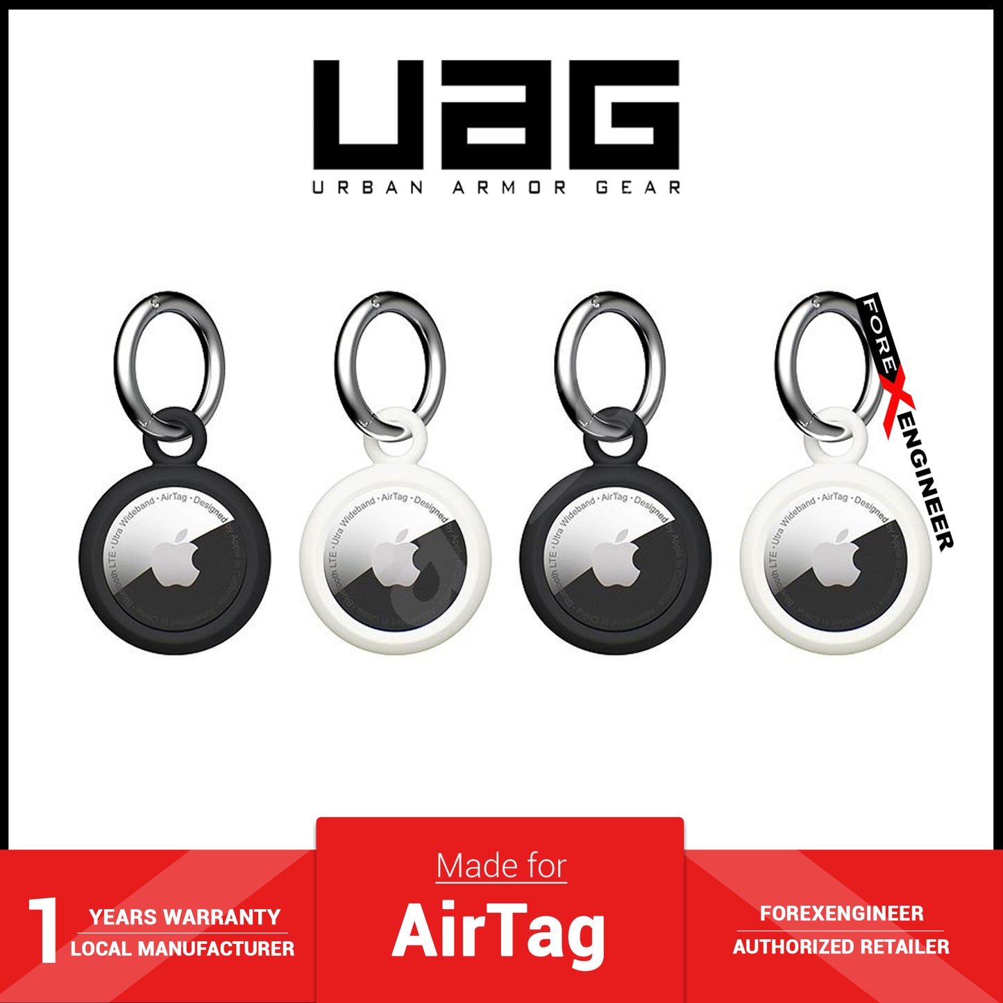 UAG [U] Dot Keychain 4pk for AirTag Case ( 4k ) - Black - Marshmallow (Barcode: 810070366308 )