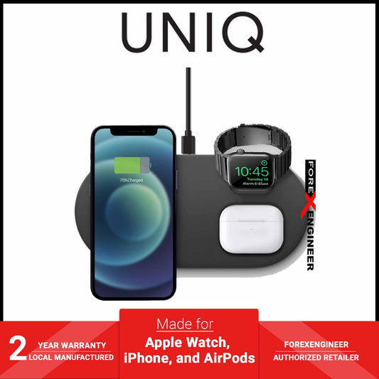 UNIQ Aereo Mag 3 in 1 Magnetic Fast Wireless Charger - Charcoal (Dark Grey) (Barcode: 8886463677131 )