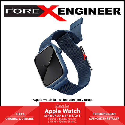UNIQ Dante Stainless Steel Mesh Strap for Apple Watch Series 7 - SE - 6 - 5 - 4 - 3 - 2 - 1 ( 45mm - 44mm - 42mm ) - Cobalt Blue