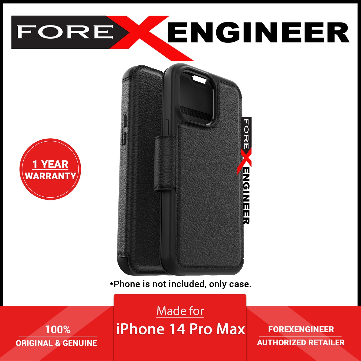 Otterbox Strada Folio for iPhone 14 Pro Max - Shadow Black (Barcode: 840262381857 )