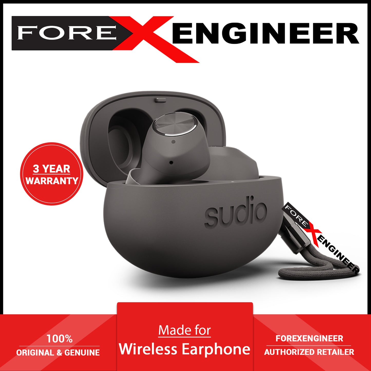 Sudio Wireless Earphone T2 Active Noise Cancellation & Clear Dynamic Sound - Black (Barcode: 7350071380956 )
