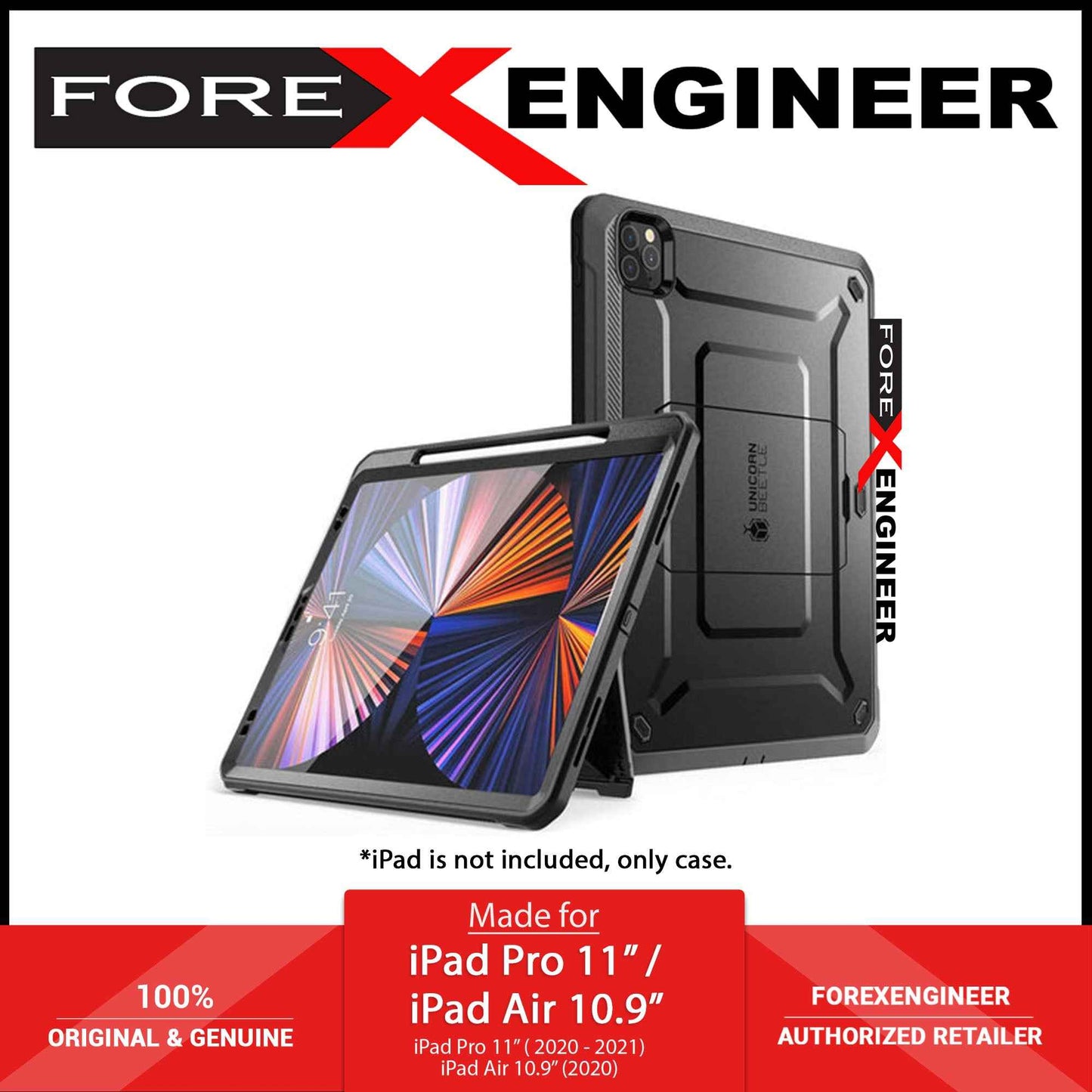 Supcase Unicorn Beetle UB PRO for iPad Pro 11" ( 2020 - 2022 ) - iPad Air 10.9" ( 5th Gen ) ( 2022 ) with Build-in Screen Protector & Apple Pencil Holder - Black