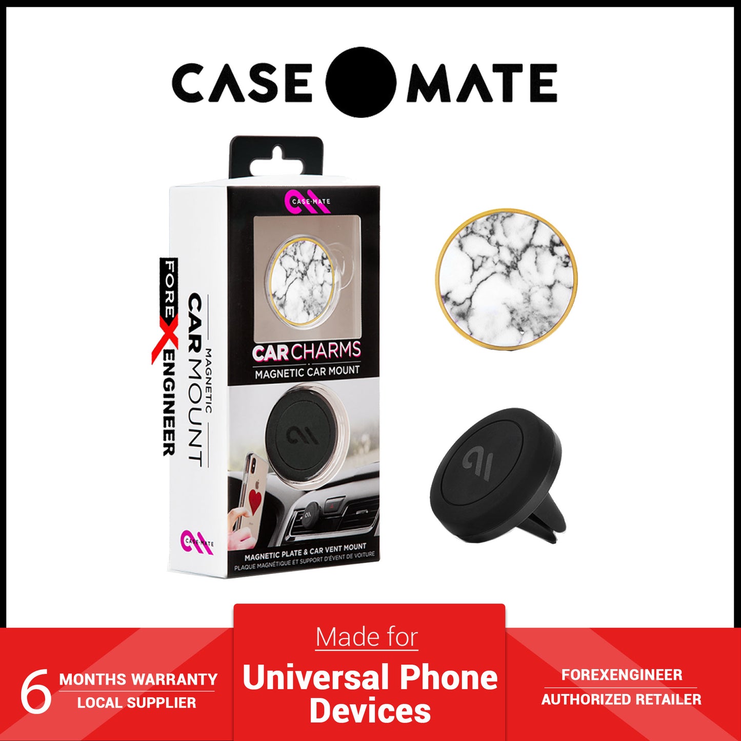 Case-Mate Magnetic Car Mount -White Marble (Barcode: 846127184236 )