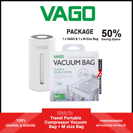 Vago Travel Portable Compressor Vacuum Bag + FREE 1pcs Vago Vacuum Bag M size - White (Barcode: 4713213549018 )