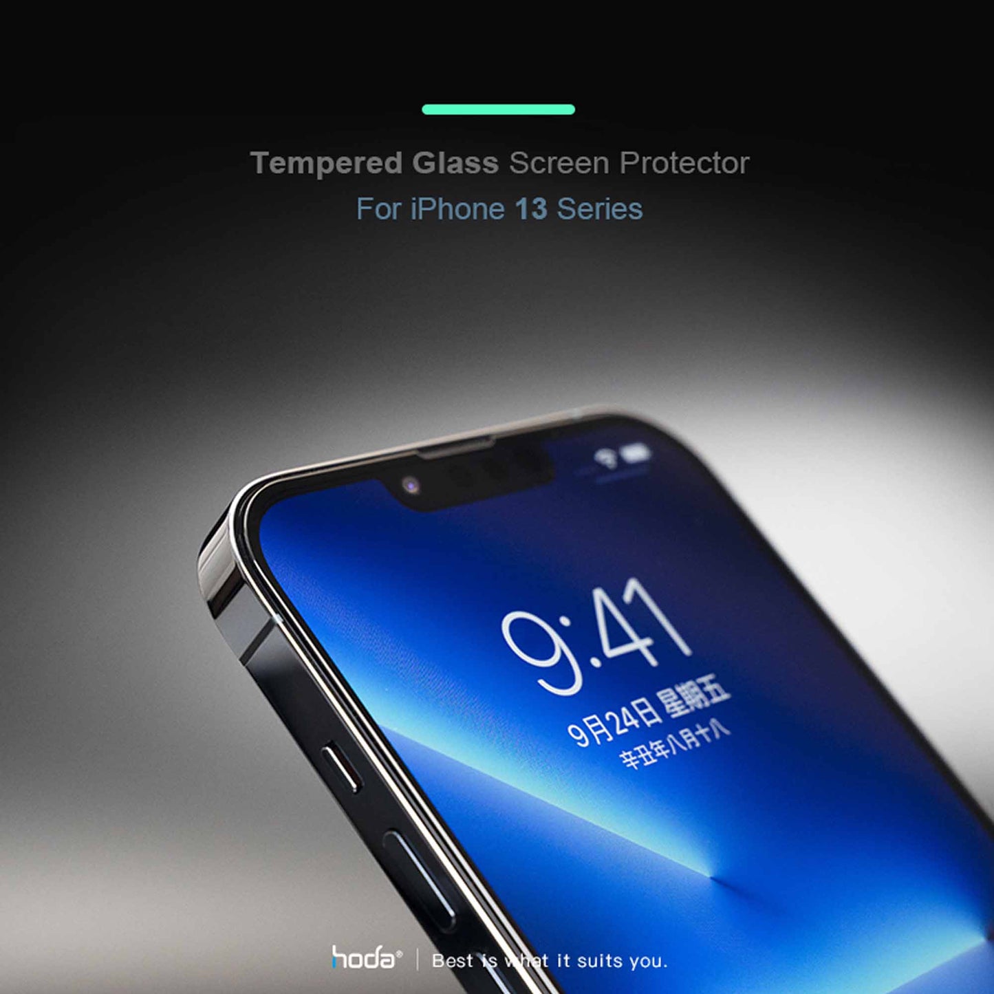 Hoda Anti-Reflection Tempered Glass for iPhone 13 Mini 5.4" 5G - with Helper (Barcode: 4711103542576 )