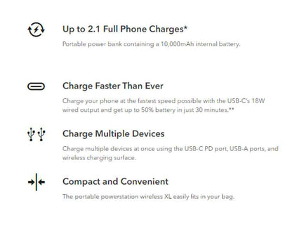 Mophie Powerstation Wireless XL with 18W USB-C PD 10,000mAh Powerbank ( Fabric ) - Black ( Barcode: 840056125971 )