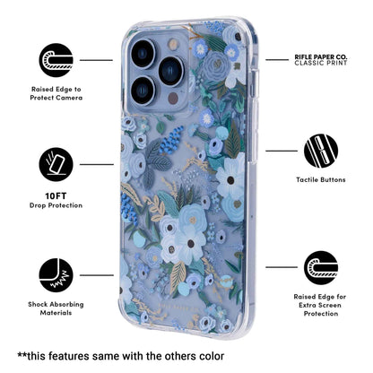 Case-Mate Rifle Paper Co. for iPhone 13 Pro 6.1" 5G with Antimicrobial - Garden Party Blue (Barcode: 840171706475 )