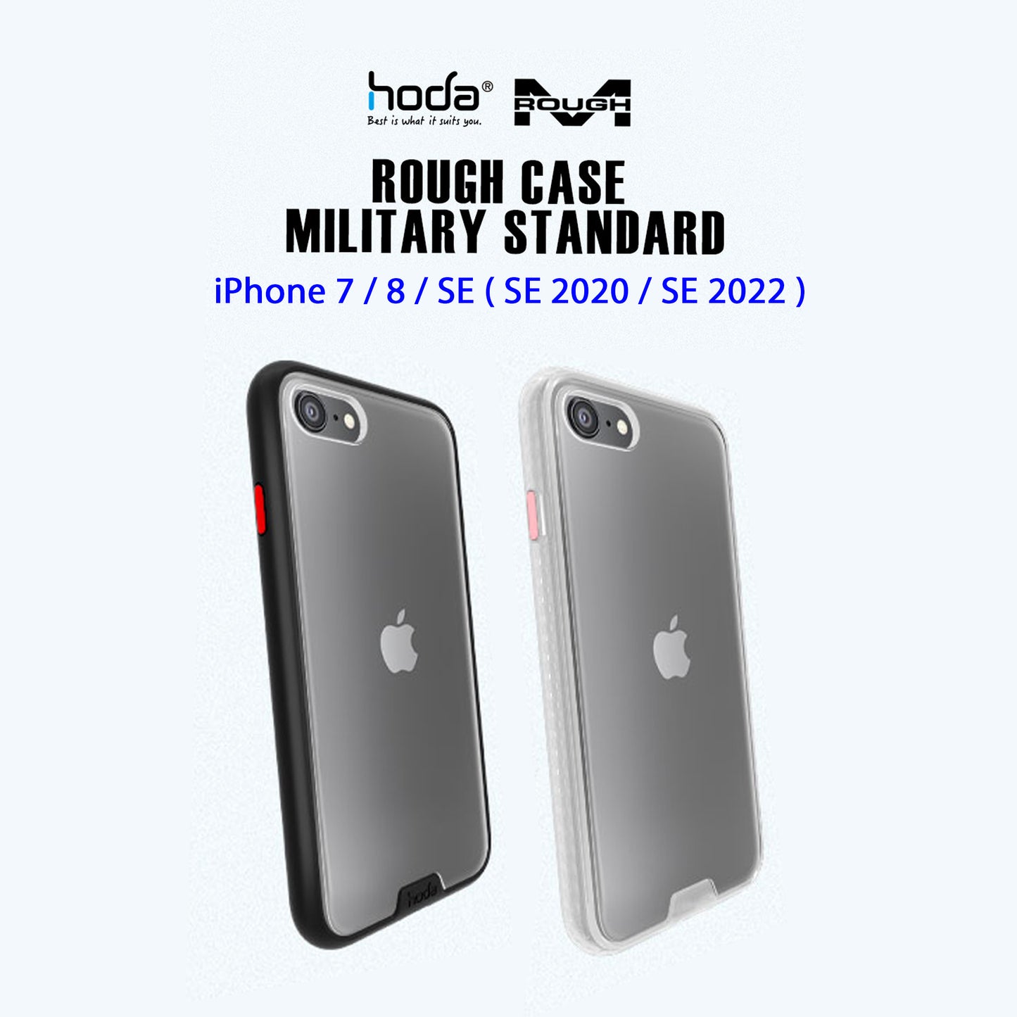 Hoda Rough Military Case for iPhone SE ( 2022 - 2020 ) compatible with iPhone 7 - 8 - Black ( Barcode : 4713381516843 )
