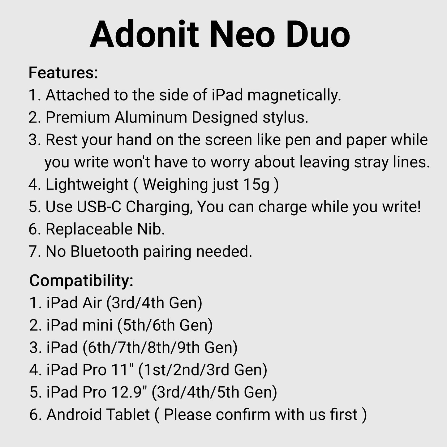 Adonit Neo Duo Stylus Pen - Graphite Black (Barcode: 847663024062 )