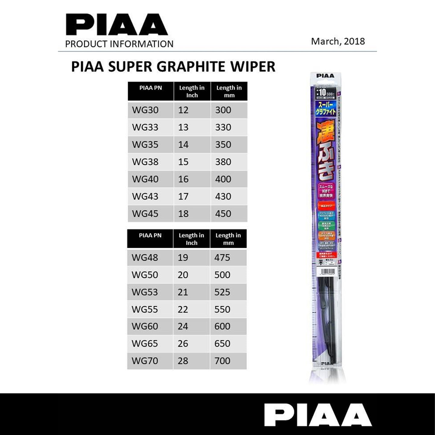 PIAA SUPER GRAPHITE Car Wiper ( 12" ) (Barcode: 4960311345930 )