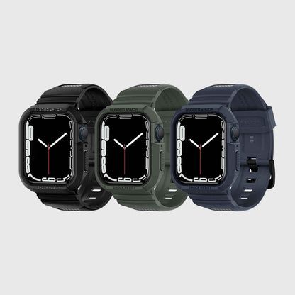 Spigen Rugged Armor PRO for Apple Watch Series 9 to Series 4 ( 45mm - 44mm ) with Wristband  - Military Green