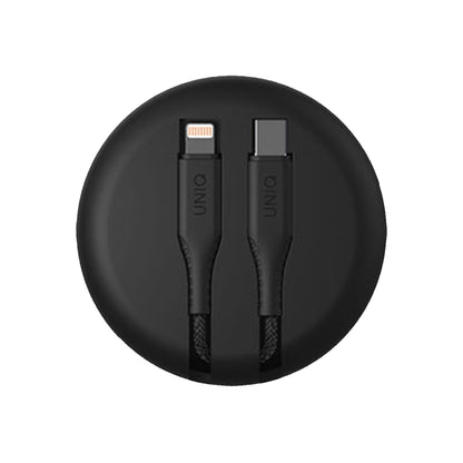 Uniq Halo Smart Cable Organiser ( USB-C to Lightning ) Support 18W PD - Black (Barcode: 8886463665992 ) - Forexengineer -Malaysia- 8886463665992