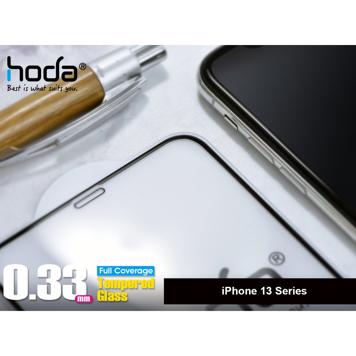 Hoda Tempered Glass for iPhone 13 - 13 Pro 6.1" 5G ( 2.5D 0.33mm Full Coverage ) - Clear (Barcode: 4711103541654 )