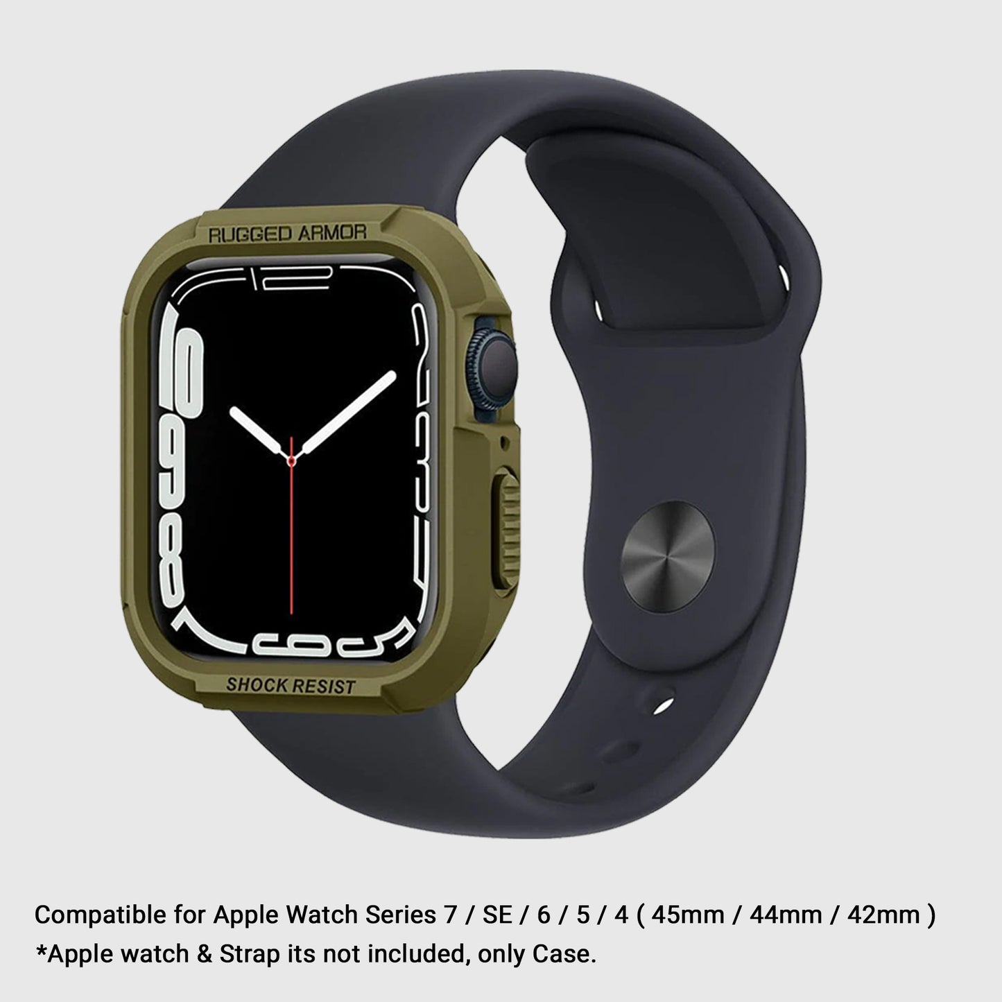 Spigen Rugged Armor for Apple Watch Series 7 - SE - 6 - 5 - 4 ( 45mm - 44mm ) Protection Case - Olive Green (Barcode: 8809640254215 )