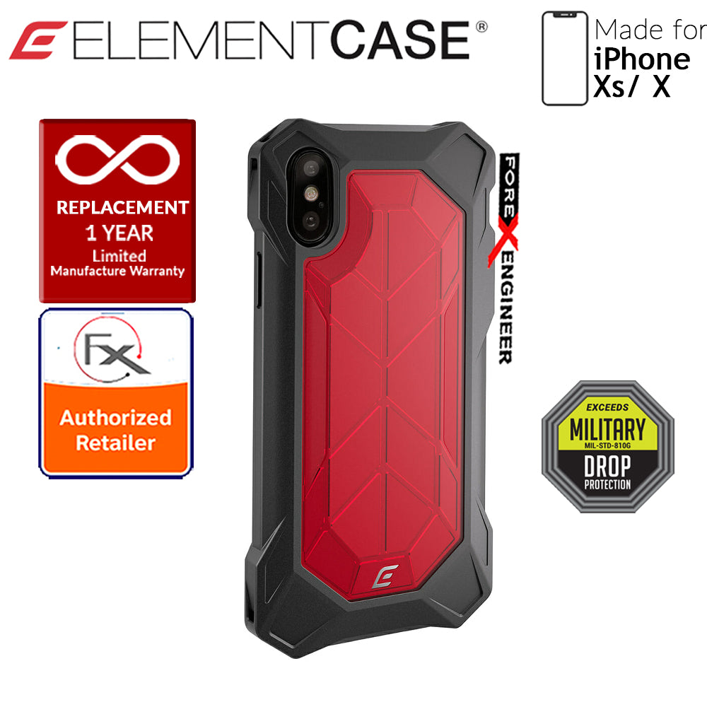 Element Case Rev for iPhone Xs - X - 3 meters Drop Proof Protection - Red