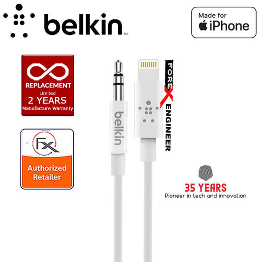 Belkin 3.5mm Audio Cable With Lightning Connector - MFi-Certified Lightning to Aux Cable for iPhone - White - Forexengineer-malaysia