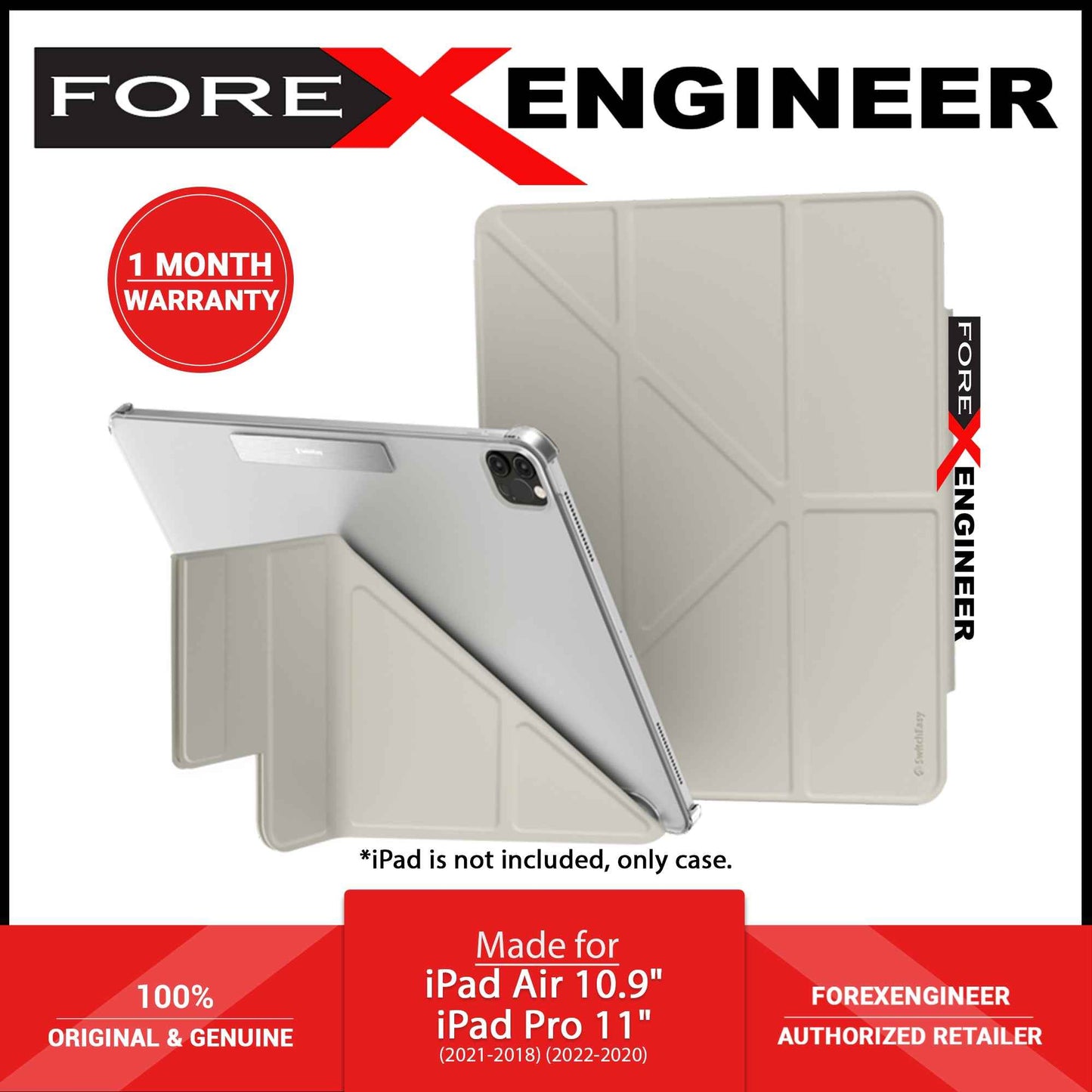 SwitchEasy Origami Nude for iPad Pro 11" ( 2022 - 2020 - 2018 ) - iPad Air 10.9" ( 2022 - 2020 ) - Flexi-Folding Folio Clear Case - Starlight (Barcode: 4895241108587 )