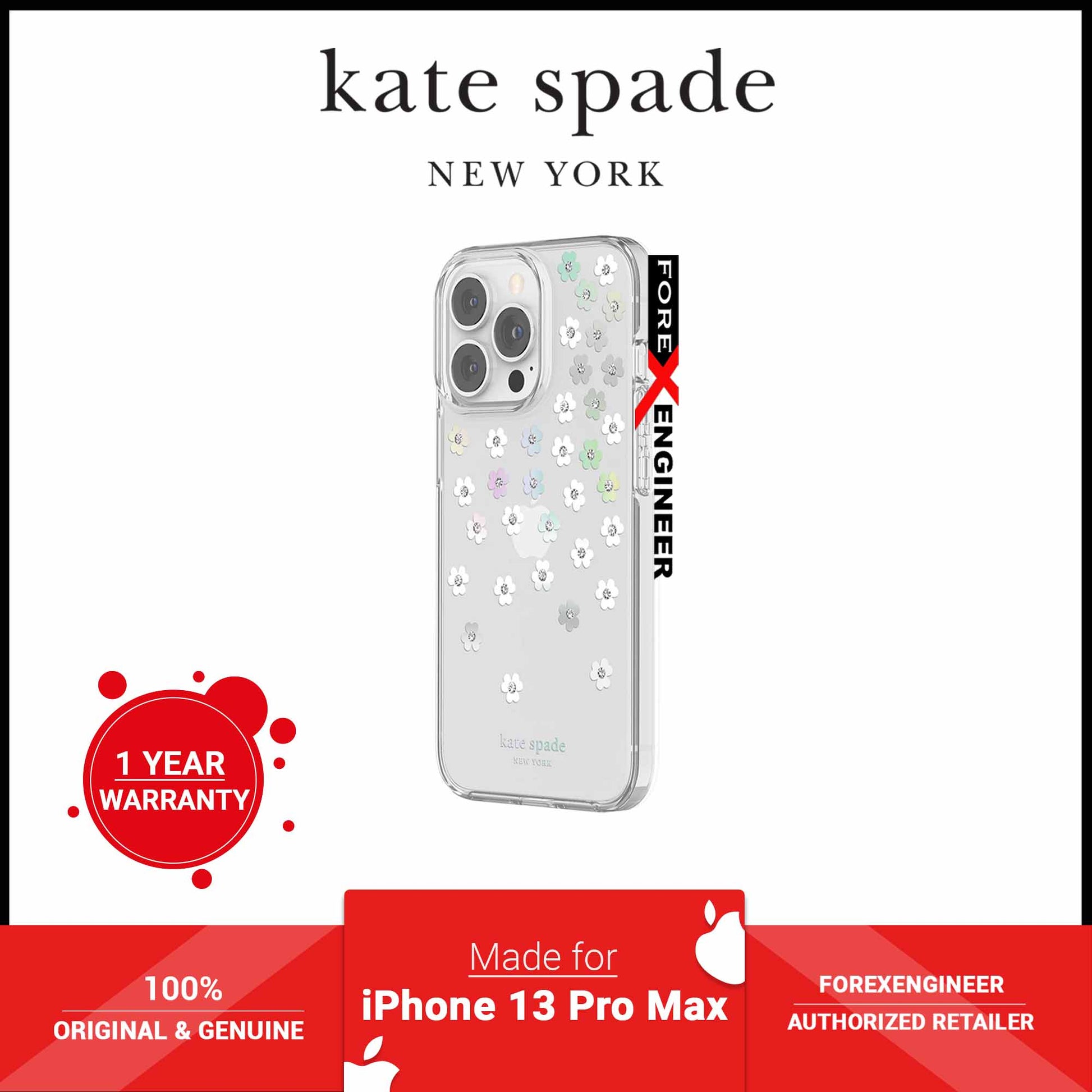 Kate Spade New York Protective Hardshell Case for iPhone 13 Pro Max 6.7" 5G - Scattered Flowers (Barcode: 191058137883 ) - Forexengineer-malaysia