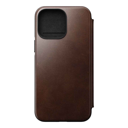 [ONLINE EXCLUSIVE] Nomad Modern Leather Folio Horween Case for iPhone 14 Pro - MagSafe Compatible - Rustic Brown (Barcode: 856500012346 )