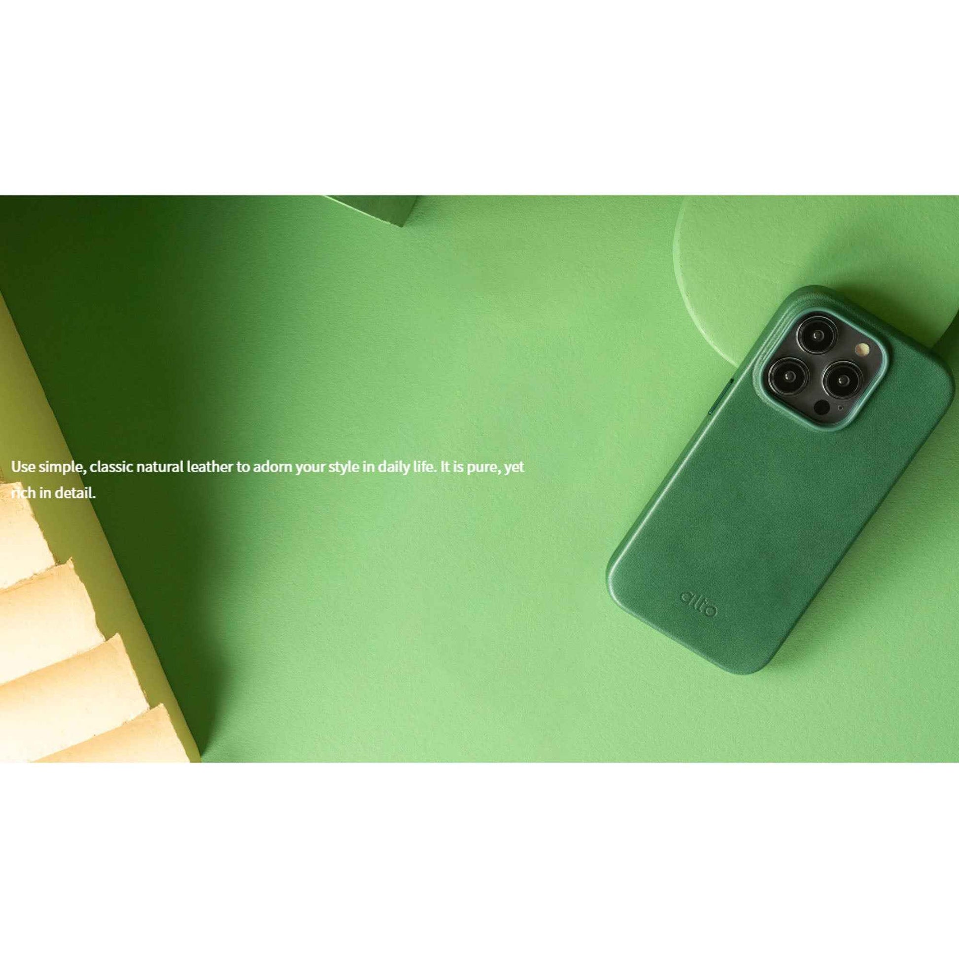 Alto Original for iPhone 14 Pro Max - Italian Full Grain Aniline Leather - Raven Black (Barcode: 728028515138 )