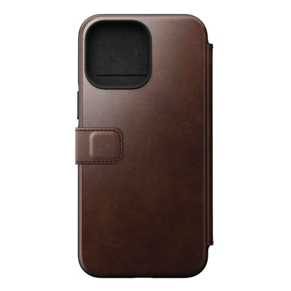 [ONLINE EXCLUSIVE] Nomad Modern Leather Folio Horween Case for iPhone 14 Pro - MagSafe Compatible - Rustic Brown (Barcode: 856500012346 )