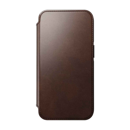 [ONLINE EXCLUSIVE] Nomad Modern Leather Folio Horween Case for iPhone 14 Pro - MagSafe Compatible - Rustic Brown (Barcode: 856500012346 )
