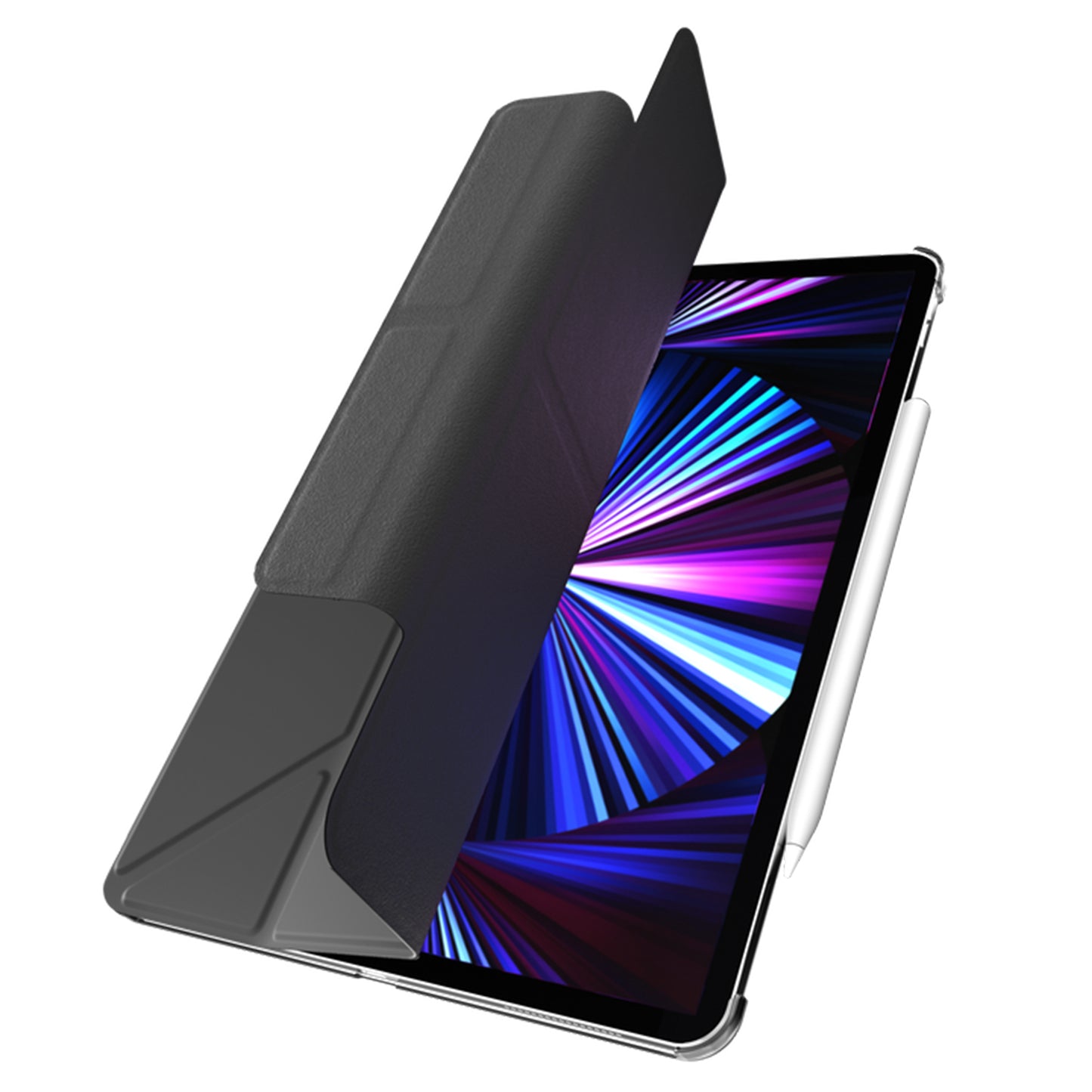 SwitchEasy Origami Nude for iPad Pro 12.9" ( 2021 - 2020 - 2018 ) - Flexi-Folding Folio Clear Case - Black (Barcode: 4895241108495 )