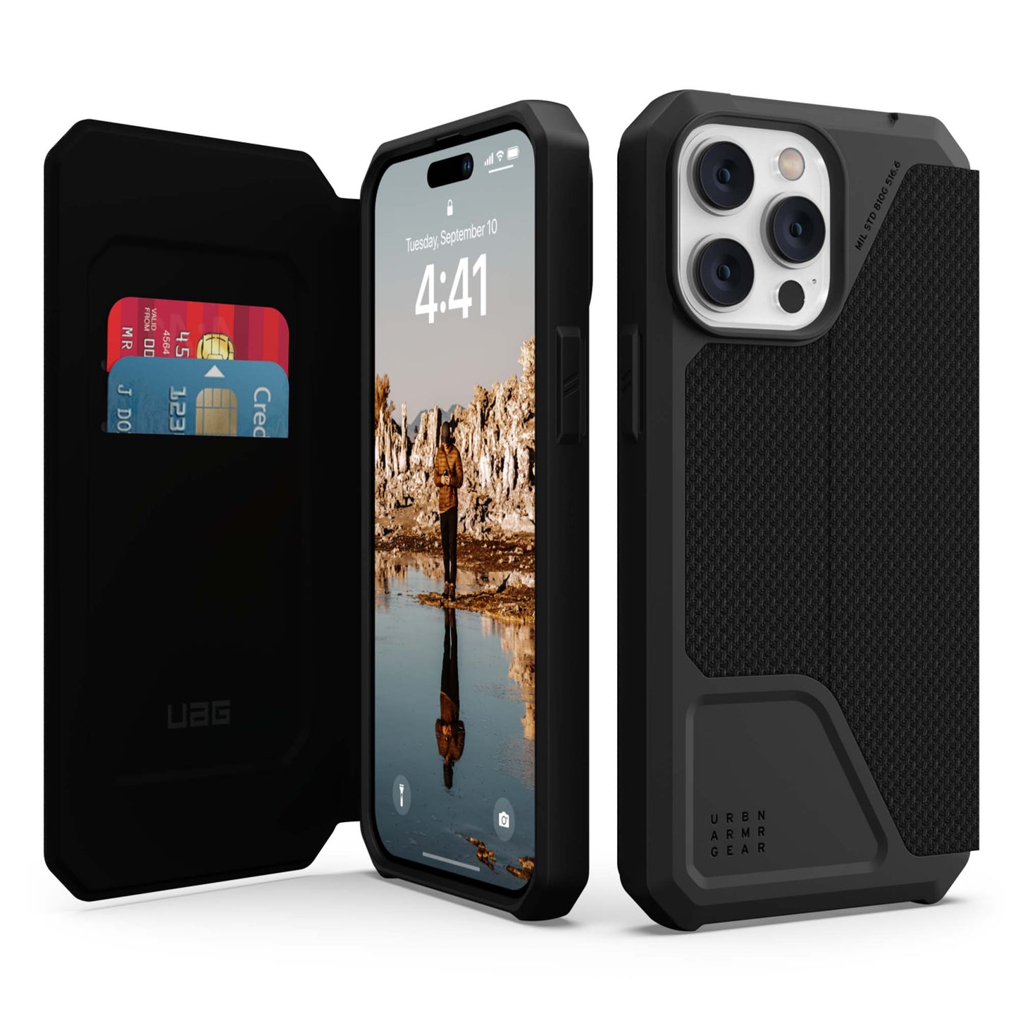 UAG Metropolis for iPhone 14 Pro Max - Folio Case - Kevlar Black