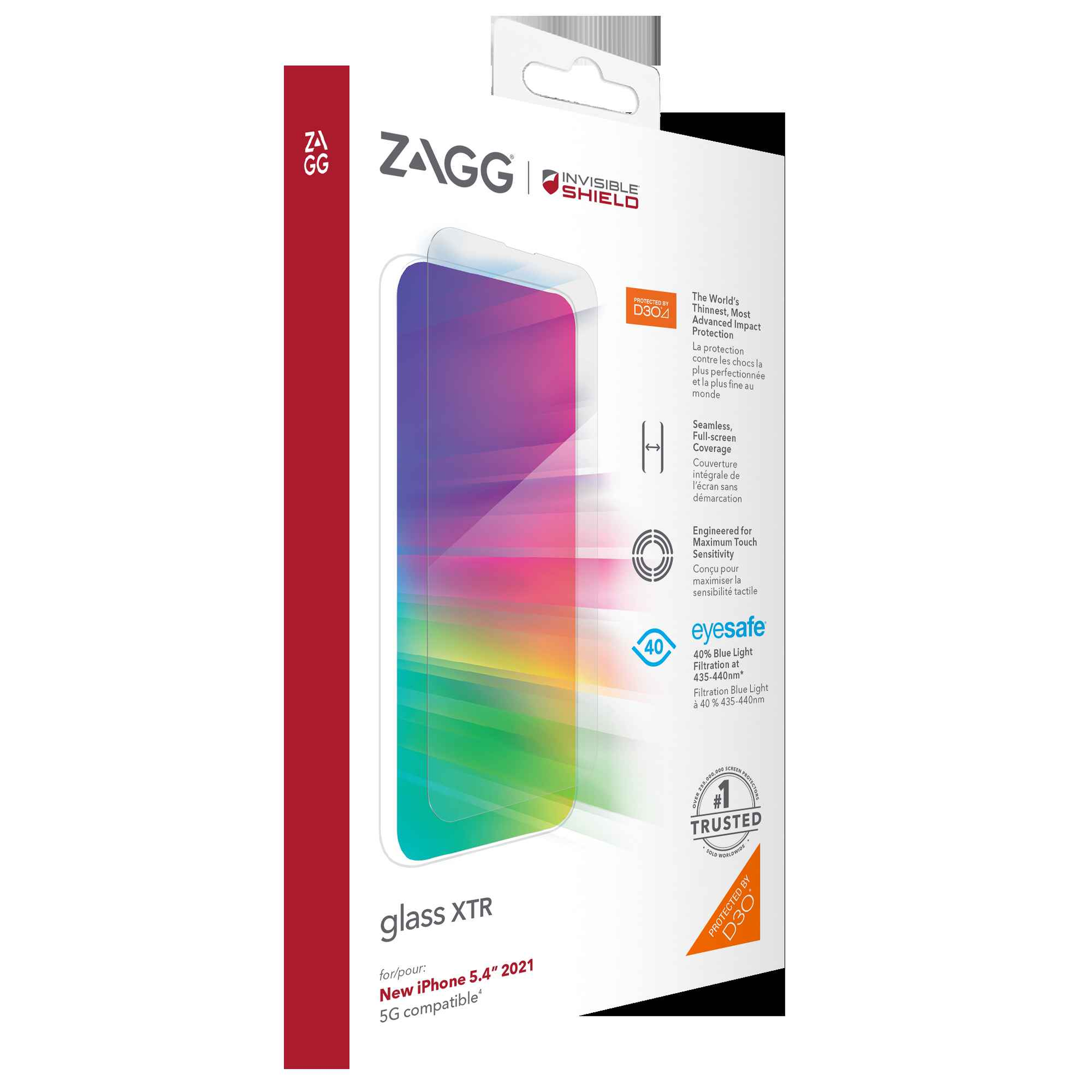 InvisibleShield Glass XTR D30 for iPhone 13 Mini 5.4" 5G - Case Friendly Screen (Barcode: 840056148918 )
