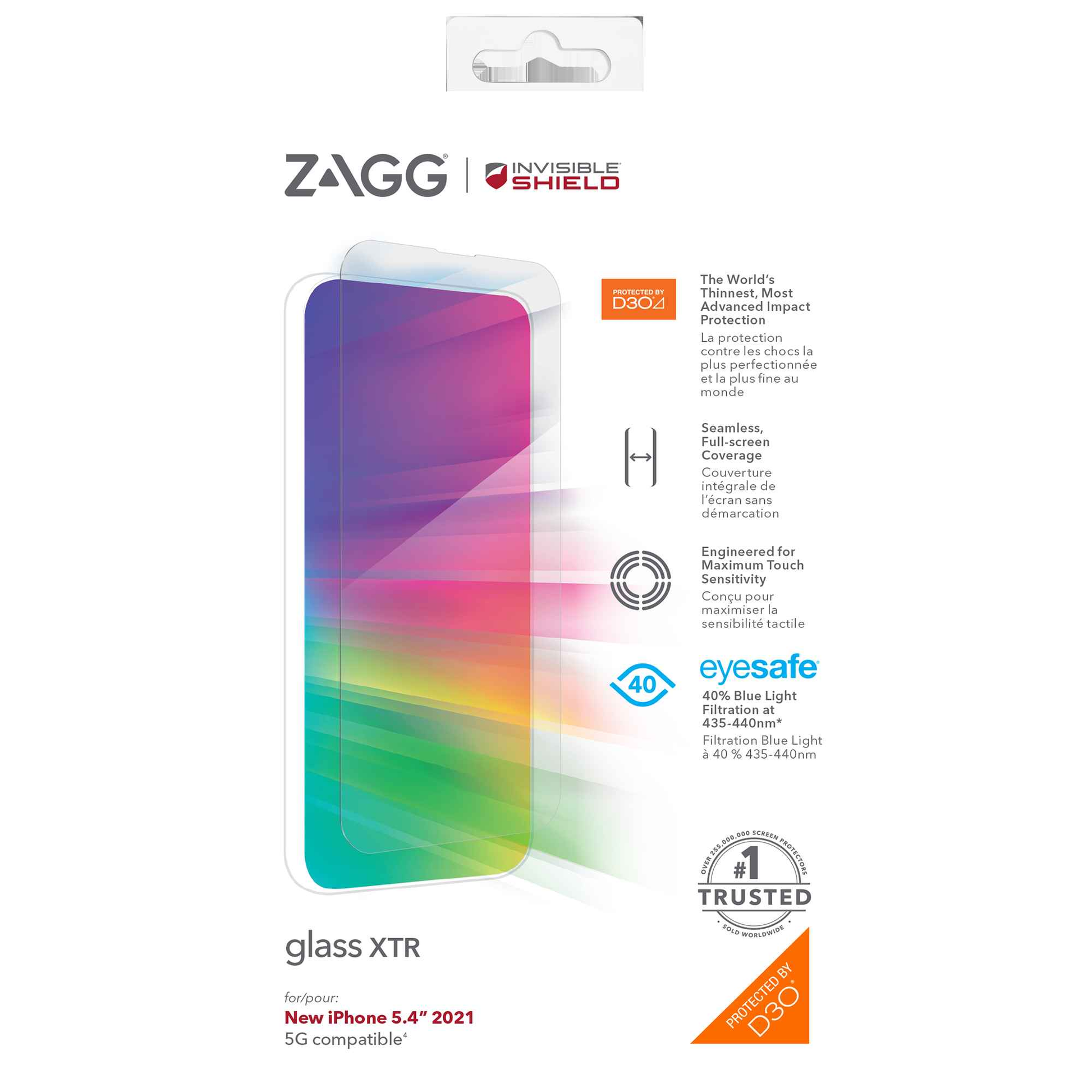 InvisibleShield Glass XTR D30 for iPhone 13 Mini 5.4" 5G - Case Friendly Screen (Barcode: 840056148918 )