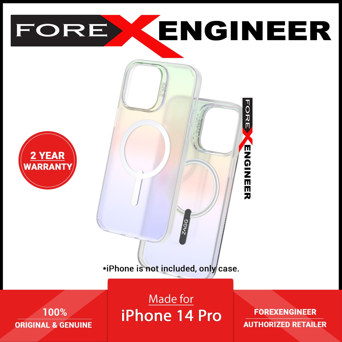 ZAGG Iridescent Snap for iPhone 14 Pro - Magsafe Compatible Case - Matte Iridescent (Barcode : 840056172340)