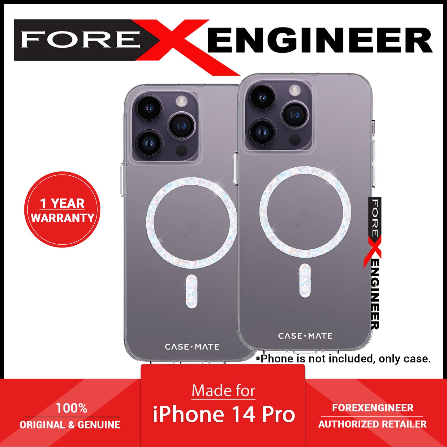 Case Mate Twinkle Diamond for iPhone 14 Pro - with Magsafe Compatible - Clear (Barcode: 840171719505 )