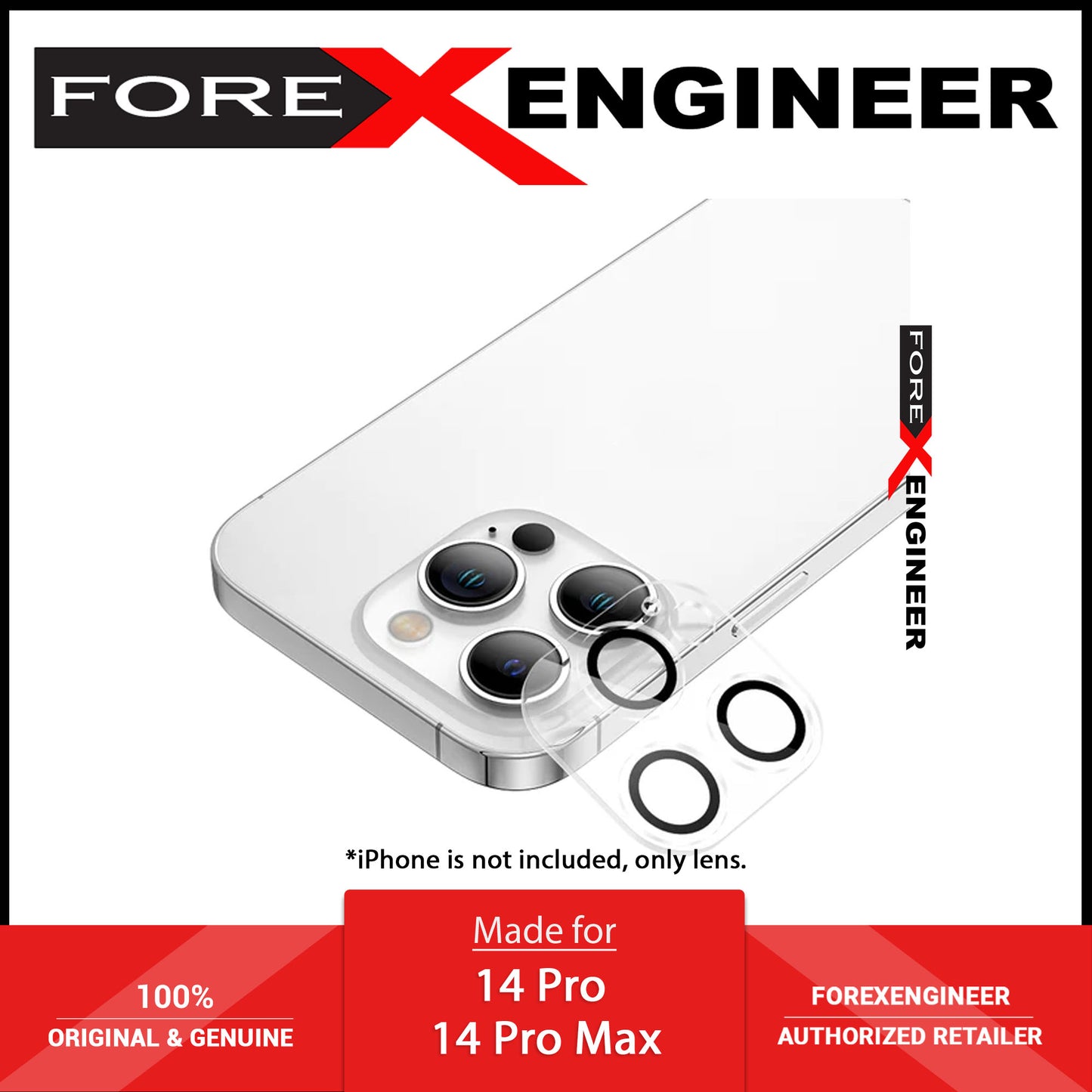 AMAZINGthing Pure Lens Glass Protector for iPhone 14 Pro Max - 14 Pro (Three Lens) - Clear (Barcode: 4892878076135 )