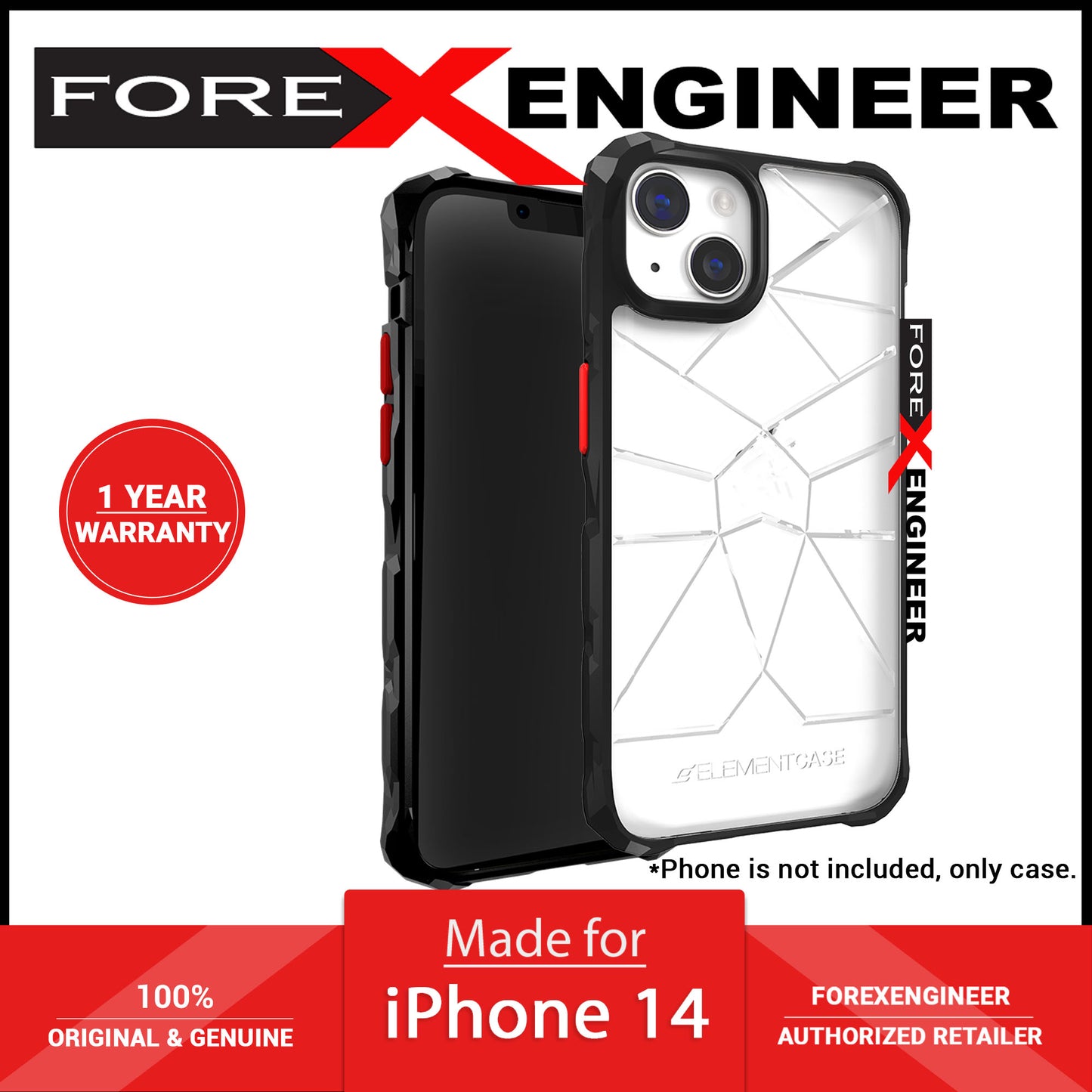 Element Case Special Ops X5 for iPhone 14 - Clear-Black (Barcode: 810046113127 )