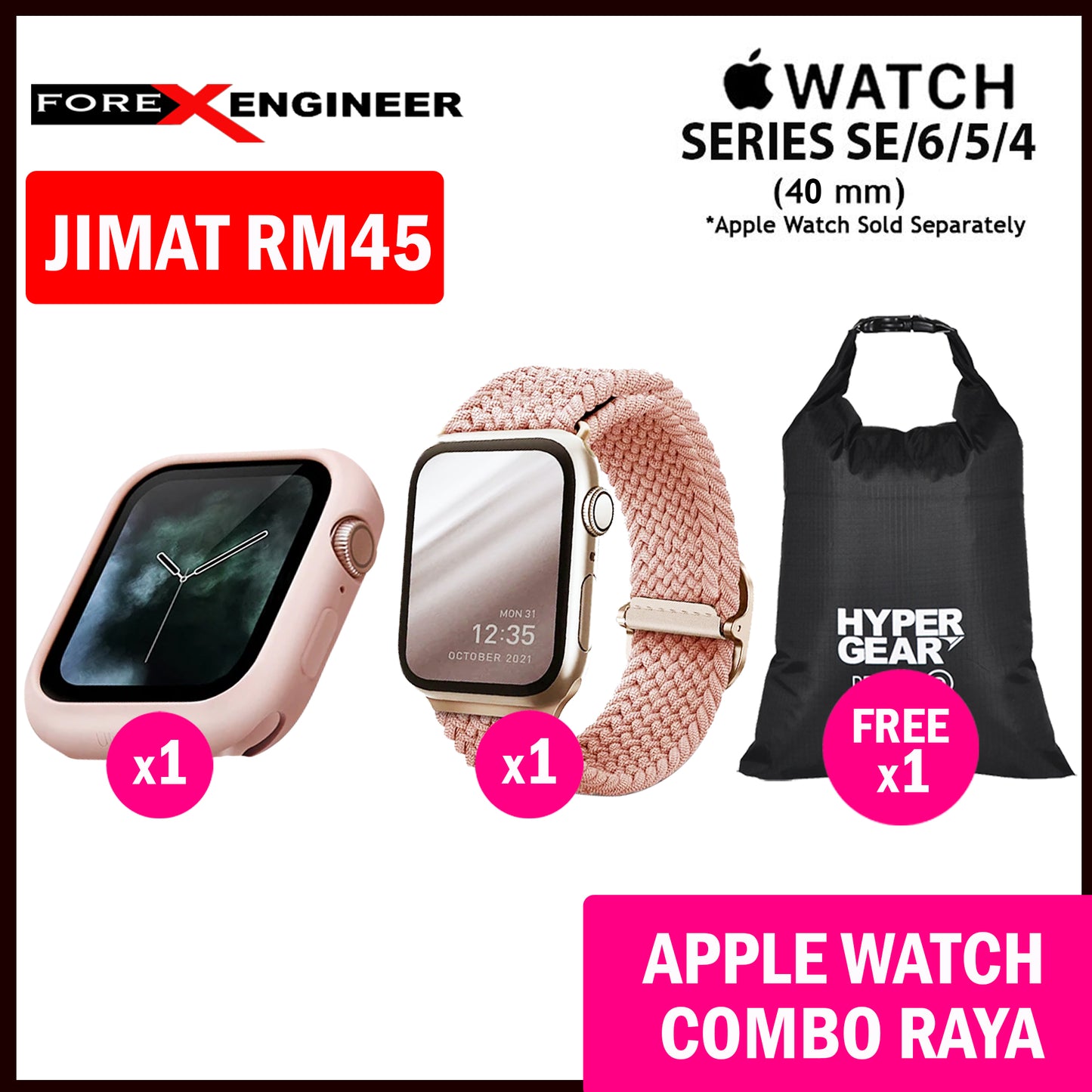 COMBO RAYA UNIQ Lino Watch Case + UNIQ Aspen Braided Strap for Apple Watch Series SE - 6 - 5 - 4 ( 40mm )