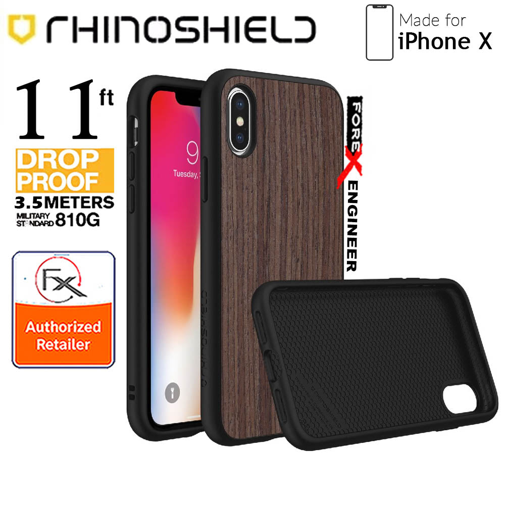 Rhinoshield SolidSuit for iPhone X - 3.5 meters Impact Protection - Dark Walnut - Black