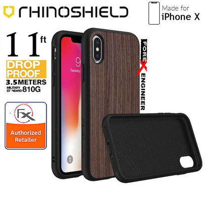Rhinoshield SolidSuit for iPhone X - 3.5 meters Impact Protection - Dark Walnut - Black - Forexengineer-malaysia