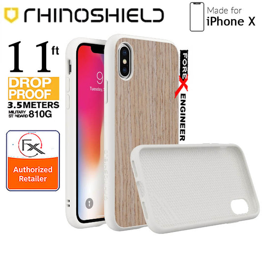 Rhinoshield SolidSuit for iPhone X - 3.5 meters Impact Protection - Light Walnut - White