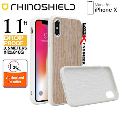 Rhinoshield SolidSuit for iPhone X - 3.5 meters Impact Protection - Light Walnut - White - Forexengineer-malaysia