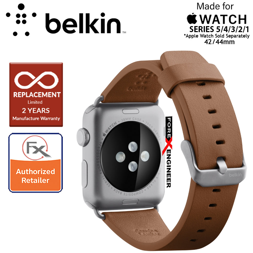 Belkin Classic Leather Band for Apple Watch Series 7 -  SE - 6 - 5 - 4 - 3 - 2 - 1 ( 42mm - 44mm ) ( Tan ) ( Barcode : 745883723744 )