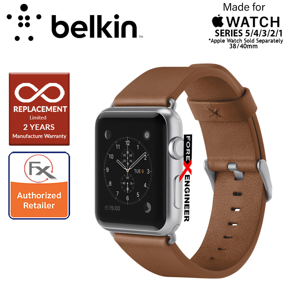 Belkin Classic Leather Band for Apple Watch Series 7 - SE - 6 - 5 - 4 - 3 - 2 - 1 ( 41mm - 40mm - 38mm ) - Tan ( Barcode : 745883723720 )