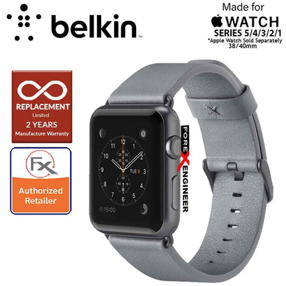Belkin Classic Leather Band for Apple Watch Series 7 - SE - 6 - 5 - 4 - 3 - 2 - 1 ( 41mm - 40mm - 38mm ) - Gray - ( Barcode : 745883723737 )
