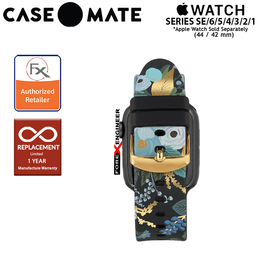 Case Mate Rifle Paper Watch Band for Apple Watch Series 7 - SE - 6 - 4 - 3 - 2 - 1  ( 45mm - 44mm - 42mm ) - Garden Party Blue ( Barcode : 840171701111 )