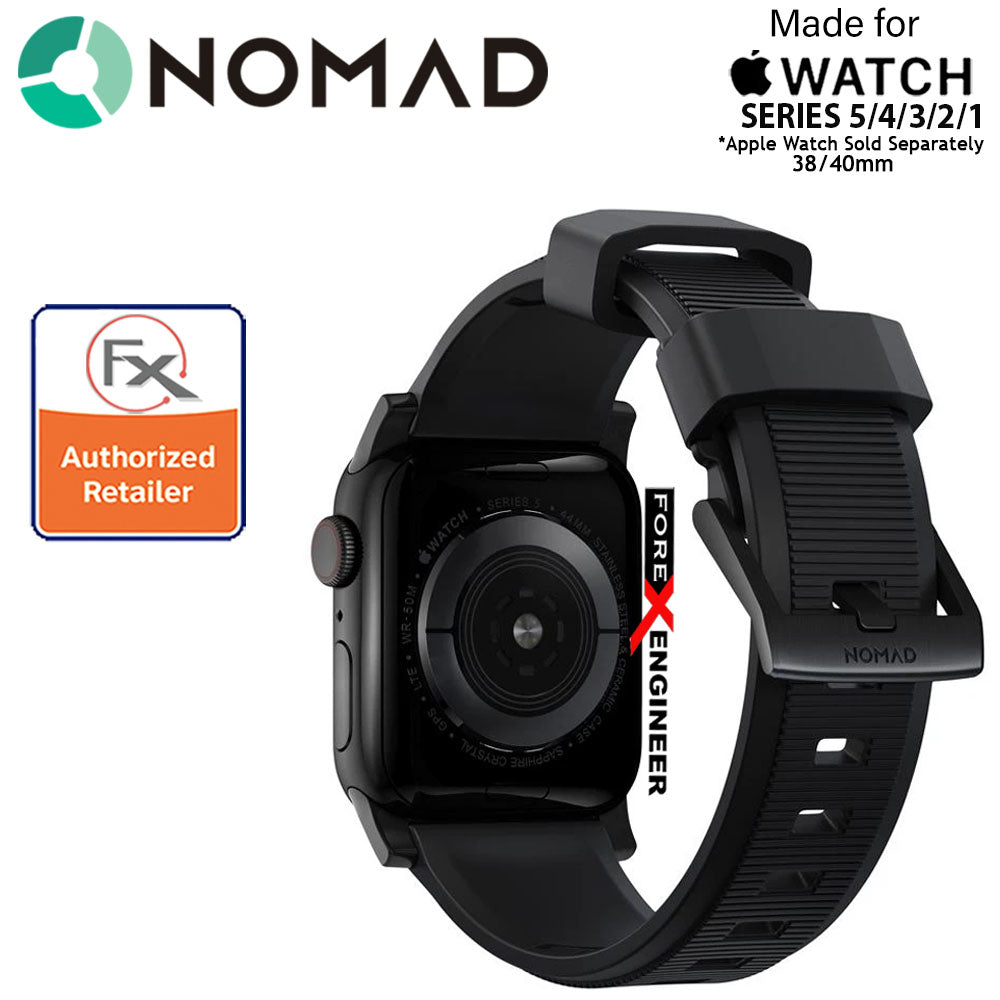 Nomad Rugged Strap Version 2 for Apple Watch Series 7 - SE - 6 - 5 - 4 - 3 - 2 - 1 ( 41mm - 40mm - 38mm ) - Black ( Barcode: 856500018751 )