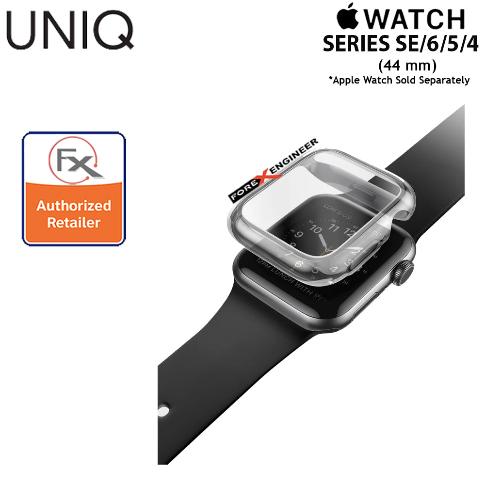 UNIQ Garde Protective Case for Apple Watch for Series SE - 6 - 5 - 4 ( 44mm) - Slim hybrid proctective case with screen protector - Clear  ( Barcode : 8886463669594 )