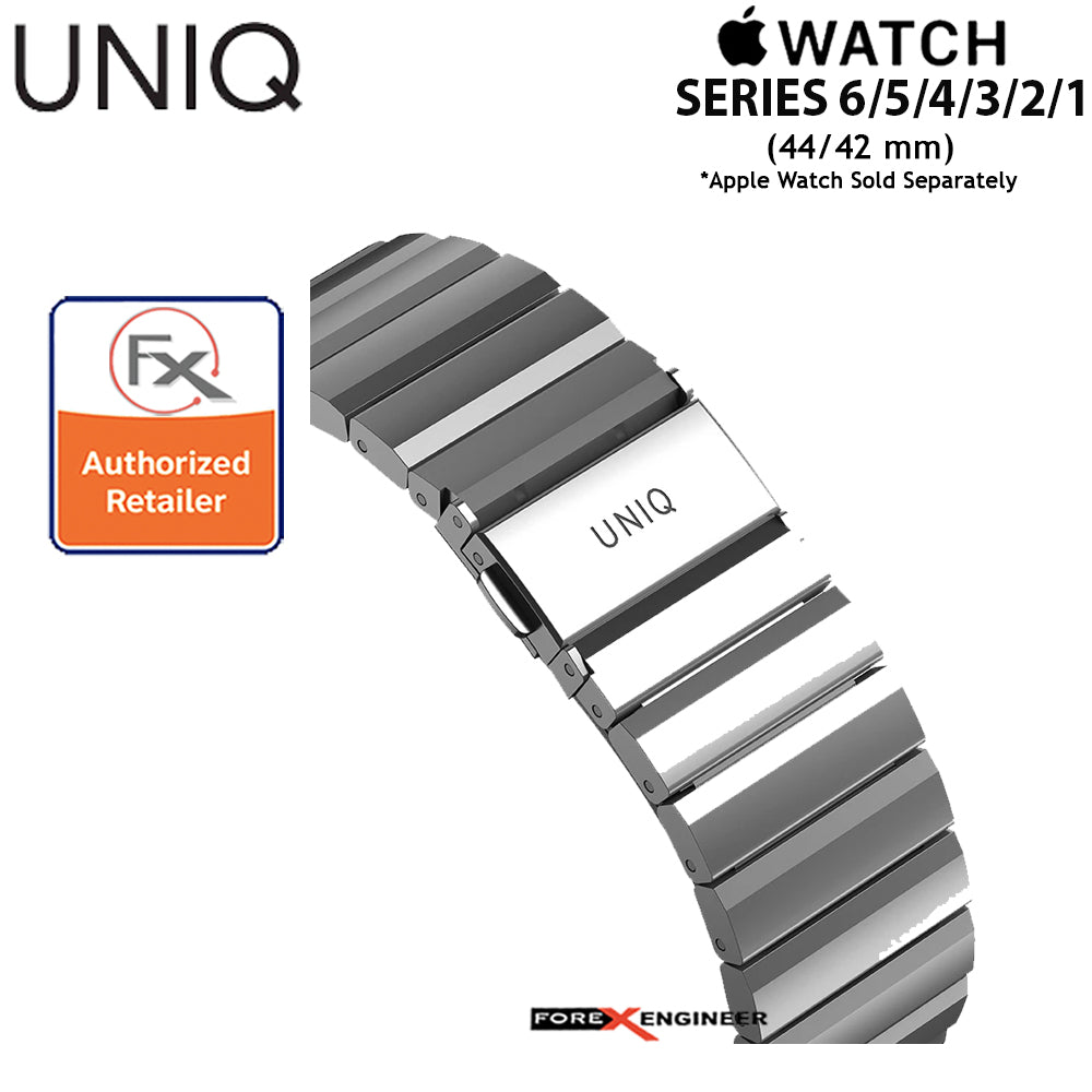 UNIQ Strova Stainless Steel Watch Band for Apple Watch Series 7 - SE - 6 - 5 - 4 - 3 - 2 - 1 ( 45mm - 42mm - 44mm ) - Premium 304 Stainless Steel - Silver  ( Barcode : 8886463674253  )