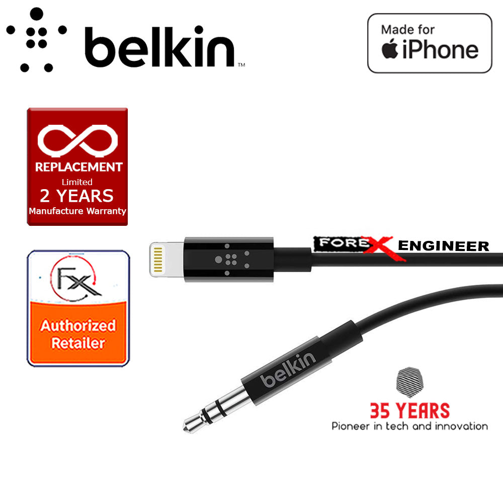 Belkin 3.5mm Audio Cable With Lightning Connector - MFi-Certified Lightning to Aux Cable for iPhone - Black