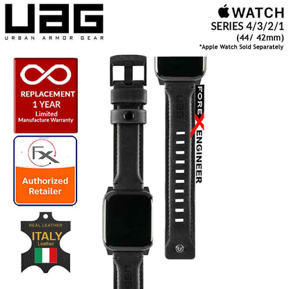 UAG Leather Strap for Apple Watch Series 7 - SE - 6 - 5 - 4 - 3 - 2 - 1 ( 45mm - 42mm - 44mm ) - Made with Italian Leather - Black (Barcode: 812451031874 ) - Forexengineer-malaysia
